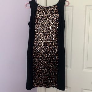 Black dress with gold sequins